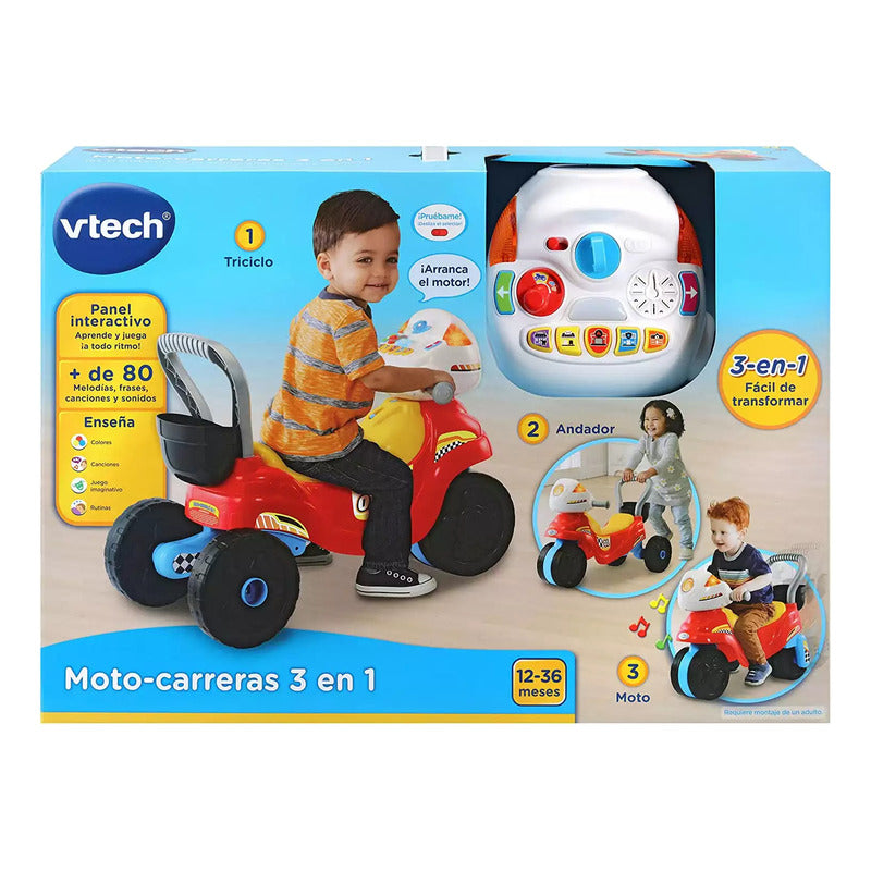 Moto De Carreras 3 En 1 Montable De Empuje Niños Vtech