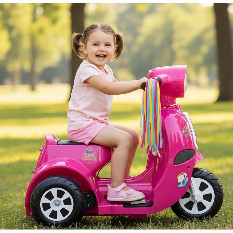 Montable Eléctrico Trimoto Barbie Niña 3 A 5 Años 6v Color Rosa Chicle