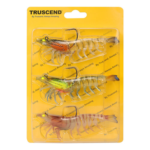 3 Señuelos De Camaron Jig Anzuelo Integrado 7.5 Cm 8.8 Grs Multicolor