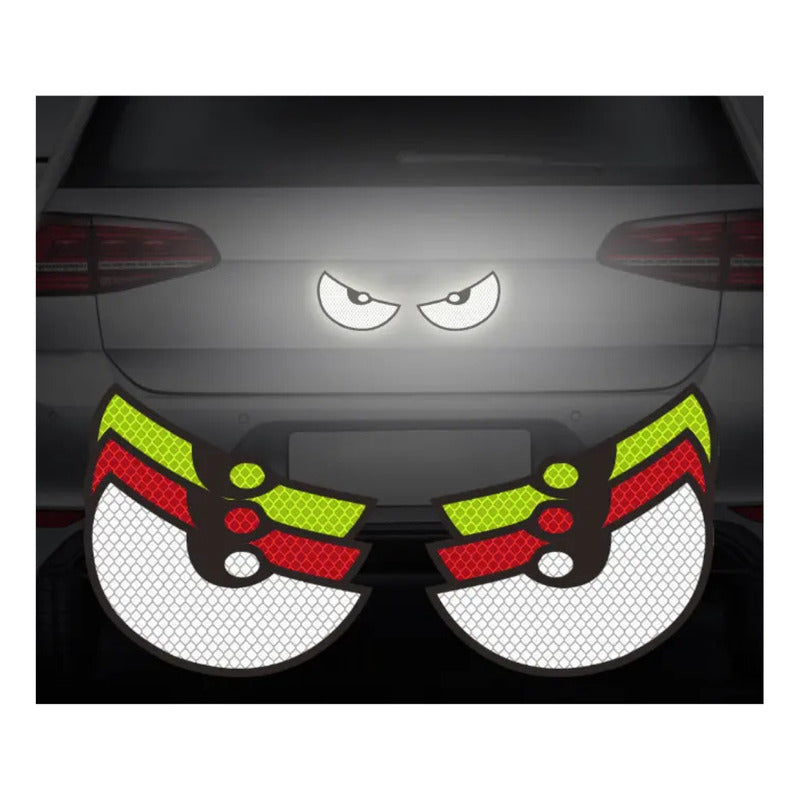 2 Stickers Ojos Reflejante Calcamonias Pegatinas Autos Motos