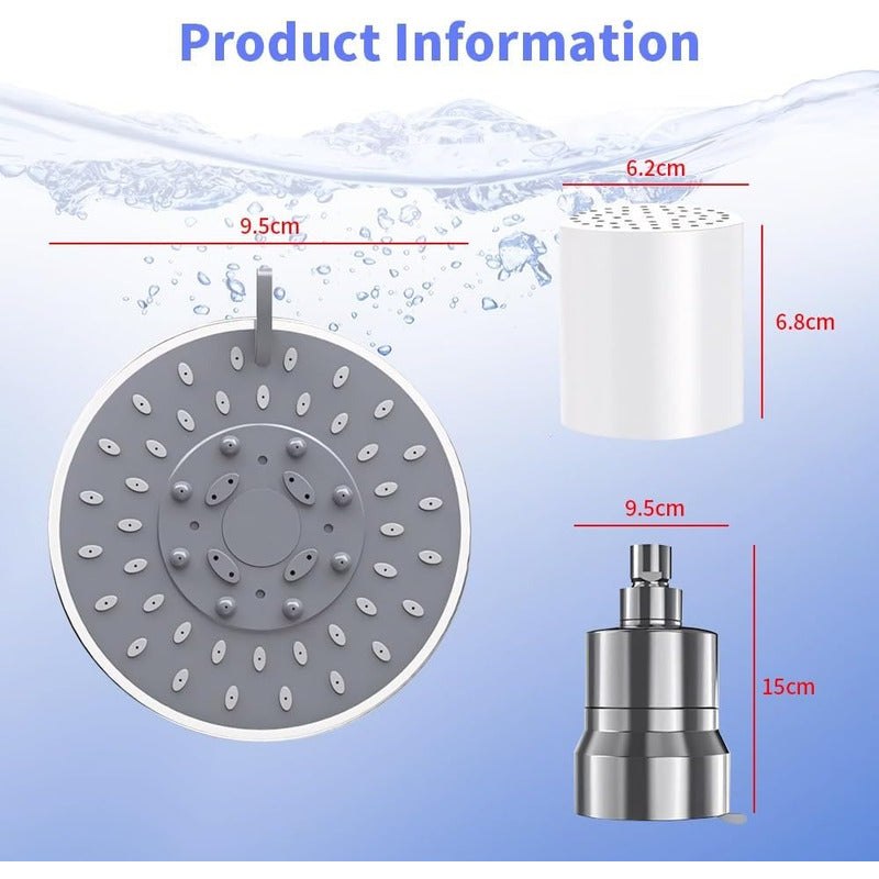 Regadera Filtrante Cabezal De Ducha Filtro Agua Para Baño Cromo Brillante