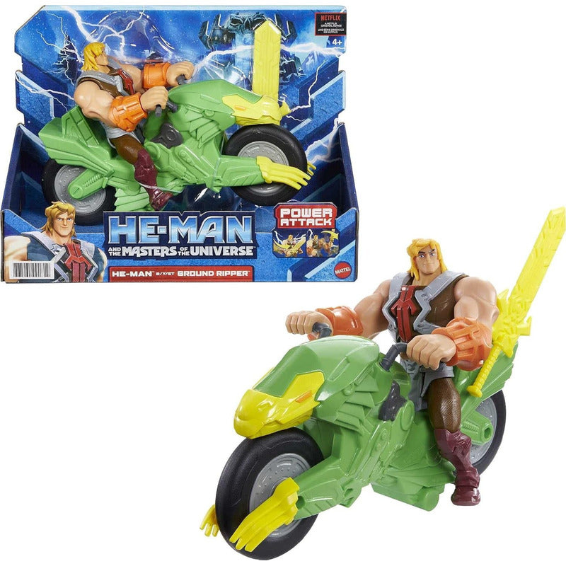 He-man Figura 15 Cm Con Moto 22 Cm Ground Ripper Power Atack