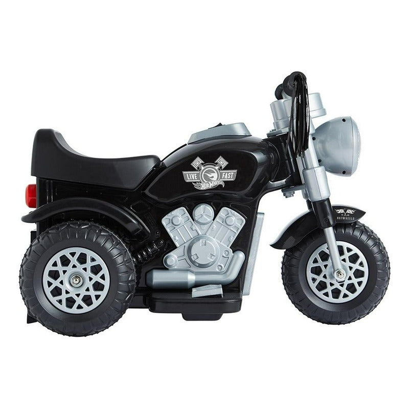 Moto Eléctrica Montable Para Niños Hot Wheels Trimoto 6v recargable motito color Negro