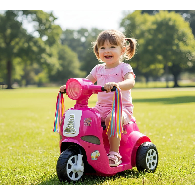 Montable Eléctrico Trimoto Barbie Niña 3 A 5 Años 6v Color Rosa Chicle